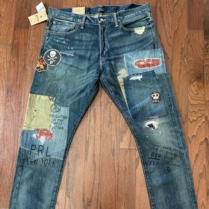 Polo Ralph Lauren (NEW) “The Sullivan Slim” Distressed Blue Jeans, Size: 36\32